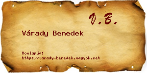 Várady Benedek névjegykártya