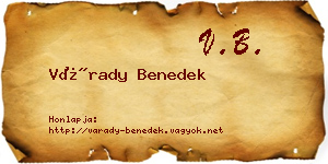 Várady Benedek névjegykártya